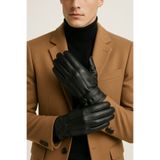 Tk Spor Erkek Siyah Suni Deri Eldiven Dokunmatik Ekran Uyumlu