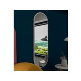 TK WOOD CRAFTS Beyaz Oval Dekoratif Boy Aynası 150 X 50 Cm Fenomen Ayna