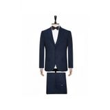 Tk1020000211 Mono Yaka Normal Bel Slim Fit Armürlü Mavi Erkek Takım Elbise