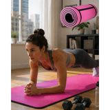 TKÇ 10 mm Yoga Spor Matı Çift Taraflı Kullanım Kaymaz Doku Esnek Dayanıklı Fitness Minderi - Renkli