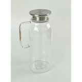 TKÇ 1500 ml Borosilikat Cam Su Sürahisi - Metal Kapaklı ve Isıya Dayanıklı - Çok Renkli - STANDART