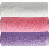 TKÇ 3 Lü Düz Renk El Yüz Havlu Seti %100 Pamuklu 50X90 cm Mor-Pembe-Beyaz - 1 Adet Banyo Havlusu, 1 Adet El Havlusu, 1 Adet Yüz Havlusu