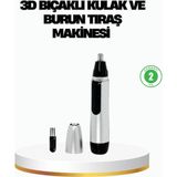 TKÇ 3D Bıçaklı Burun ve Kulak Tıraş Makinesi Pil Ile Çalışan Taşınabilir Model - Renkli