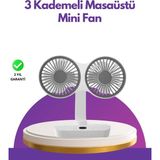 TKÇ 4 Kademeli Hız Ayarlı USB Şarjlı Çift Taraflı Masaüstü Vantilatör - Renkli