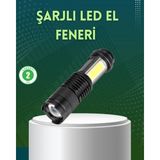 TKÇ 4 Modlu USB Şarjlı LED El Feneri Kamp ve Outdoor - Renkli