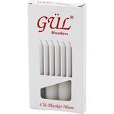 TKÇ 4pcs - Ince Çap=1.6cm - UZUNLUK=12CM Beyaz Klasik Market Mum (5492)