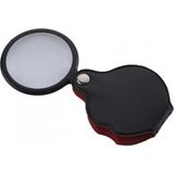 TKÇ 5x 50MM Mini Büyüteç Cepte Taşınan Optik Lens Katlanabilir Deri Kaplama