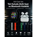 TKÇ 7 Kordonlu Akıllı Saat ve Bluetooth Kulaklık Seti Nabız Takibi, Bildirimler ve Spor Modları