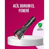 TKÇ Acil Durum El Feneri Çekiç ve Pusula Özellikli Güçlü Işık - Renkli