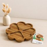 TKÇ Ahşap Yuvarlak Sunum Tepsisi 4 Kalp Bölmeli (Akasya) 21X1.4 cm - 50'li