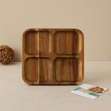 TKÇ Akasya Ahşap 4 Bölmeli Kare Servis Tepsisi 20X20X1.4 cm