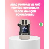 TKÇ Araç Hava Pompası ve Akü Takviye Powerbank 12.000 Mah Çok Fonksiyonlu