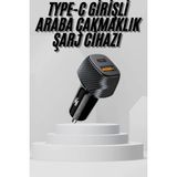 TKÇ Araç Içi Şarj Cihazı 38W Güç Kapasiteli Type-C Girişli Araba Çakmaklık