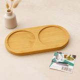 TKÇ Bambu 2 Bölmeli Oval Mini Tepsi - Yağdanlık Altlık 12X23.4X0.8 cm