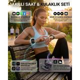 TKÇ Bluetooth Kulaklıklı Akıllı Saat Seti Yüksek Ses Kalitesi ve 3D Ekran