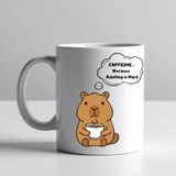 TKÇ Caffeine Because Adulting Is Hard Yazılı Kupa Model 207 Komik Tasarım Seramik Kahve Kupası Hediy - Beyaz