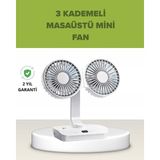TKÇ Çift Kafalı Masaüstü ve Duvar Tipi Sessiz USB Şarjlı Fan
