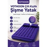 TKÇ Çift Kişilik Şişme Yatak Dahili Pompalı 203X152X22 cm 2 Yastıklı
