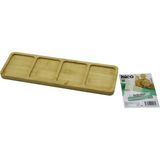 Tkç Dikdörtgen 4 Bölmeli Ahşap Bambu Servis Sunum Tepsi - Tahtası Mini Tepsi 33 x 10