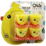 Tkç Egg Cup 4pcs Yumurtalık Emoji Desen - Renkli Plastik Civciv Ayaklı - 1/2 Kırık Yumurta Kab