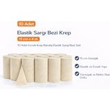TKÇ Elastik Sargı Bezi Krep 15 cm x 4 M 10 Adet Esnek Krep Bandaj Elastik Sargı Bezi Seti - Beyaz - 2