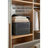 TKÇ Füme 2'li 17 Lt Ünit Saklama Kutusu & Çok Amaçlı Ev ve Gardırop Düzenleyici Organizer - Renkli
