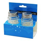 TKÇ Glass Salt 2li Kabartmalı Metal Kapaklı Yuvarlak Cam Tuzluk - Baharatlık (5492)