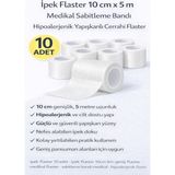 TKÇ Ipek Flaster 10 cm x 5 M 10 Adet Medikal Sabitleme Bandı Hipoalerjenik Yapışkanlı Cerrahi Flast - Beyaz - 2