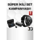 TKÇ Kablosuz Bluetooth Kulaklık ve Kordon Hediyeli Akıllı Saat Nabız Ölçer Uzun Pil Ömrü - Renkli - Standart