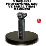 TKÇ Kablosuz Profesyonel Erkek Bakım Seti – 3 Başlıklı, 3D Akıllı Kesim, Taşınabilir