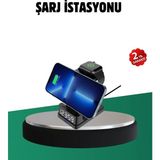 TKÇ Kablosuz Şarjlı Dijital Masa Saati – 3 Parlaklık Seviyeli Led, Hızlı Şarj, Apple Uyumlu - Renkli