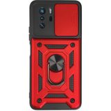 TKÇ Mey Ithalat® Poco X3 Gt Kılıf Pars Lens Yüzüklü Silikon - Kırmızı
