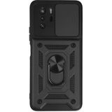 TKÇ Mey Ithalat® Poco X3 Gt Kılıf Pars Lens Yüzüklü Silikon - Siyah