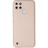 TKÇ Mey Ithalat® Realme C25Y Kılıf Nano Içi Kadife Silikon - Pudra