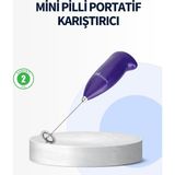 TKÇ Mini Pilli Portatif Karıştırıcı – Cappuccino, Latte, Frappe ve Kahve Köpürtücü