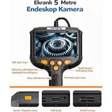 TKÇ Monitörlü Tek Kameralı 10 mt Sert Kablo Yılan Endoskop Kamera 5,5 mm 4.3 Inc Ekran IP67 Su Geçi
