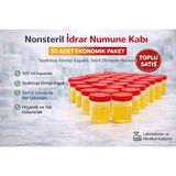 TKÇ Nonsteril Idrar Numune Kabı 100 ml Sızdırmaz Kapaklı Steril Olmayan Numune Kabı Laboratuvar ve - Beyaz - 2