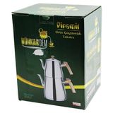 Tkç Piramit Orta Boy Çelik Çaydanlık Seti - Takımı Renkli Bakalit Kulp Üst Demlik : 1.1lt
