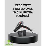 TKÇ Profesyonel 2200W Fön Makinesi – Ac Motorlu Hızlı Kurutma Hafif Tasarım