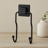 TKÇ Siyah Metal Sarkık Askı 2'li - Güçlü Yapışkanlı (8X9X19 Cm) - Cr