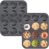 TKÇ Tkcls- 2'li Set Muffin Kalıbı 12LI Fırın Mini Kek Browni Kekstra Kalıbı Cupcake Ülü - Renkli
