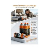 TKÇ Tkcls- 4 Adet Valfli Kamp Gazı Kartuşu 400 ml - Portatif Ocak & Pürmüz Tüpü 723213