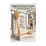 TKÇ Tkcls- Uzun Saplı Doğal At Kılı Selülit Karşıtı Vücut Fırçası Peeling Masaj Aleti Selül