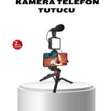 TKÇ Video Çekim Kiti Tripod LED Işık Harici Mikrofon ve Bluetooth Kumanda Seti - Renkli