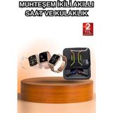 TKÇ Wireless Şarjlı Akıllı Saat ve Dijital Göstergeli Kablosuz Bluetooth Kulaklık Nabız Ölçer - Renkli - Standart