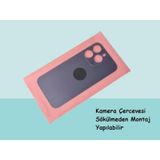 Tkgz - Apple Uyumlu iPhone 14 Pro Max Arka Pil Batarya Kapağı - Cam Kapak Geniş Lens Deliği - Mavi Çok Renkli