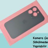Tkgz - İphone 14 Pro Arka Pil Batarya Kapağı - Cam Kapak Geniş Lens Deliği - Füme