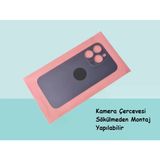Tkgz - İphone 14 Pro Max Arka Pil Batarya Kapağı - Cam Kapak Geniş Lens Deliği - Mavi
