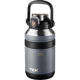 TKK Büyük Boy 1000ml Pipetli/Pipetsiz Kullanım Askılı Paslanmaz Çelik Termos Matara (Siyah)