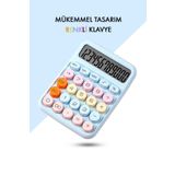 Tktoptan Renkli Hesap Makinesi - 12 Haneli Yuvarlak Tuşlu Mavi Renk Hesap Makinesi - 4 Fonksiyonlu Pil Hediye